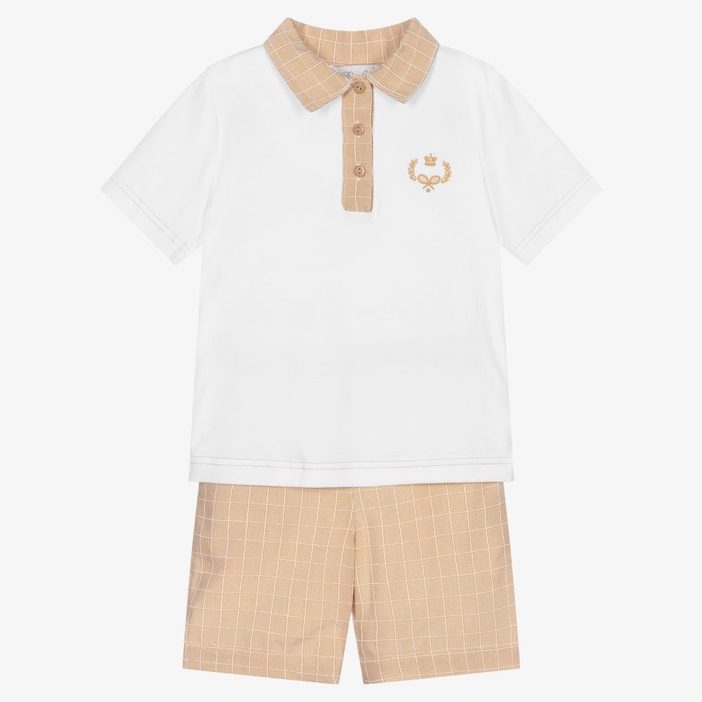 Beau KiD - Boys White & Beige Shorts Set | Childrensalon