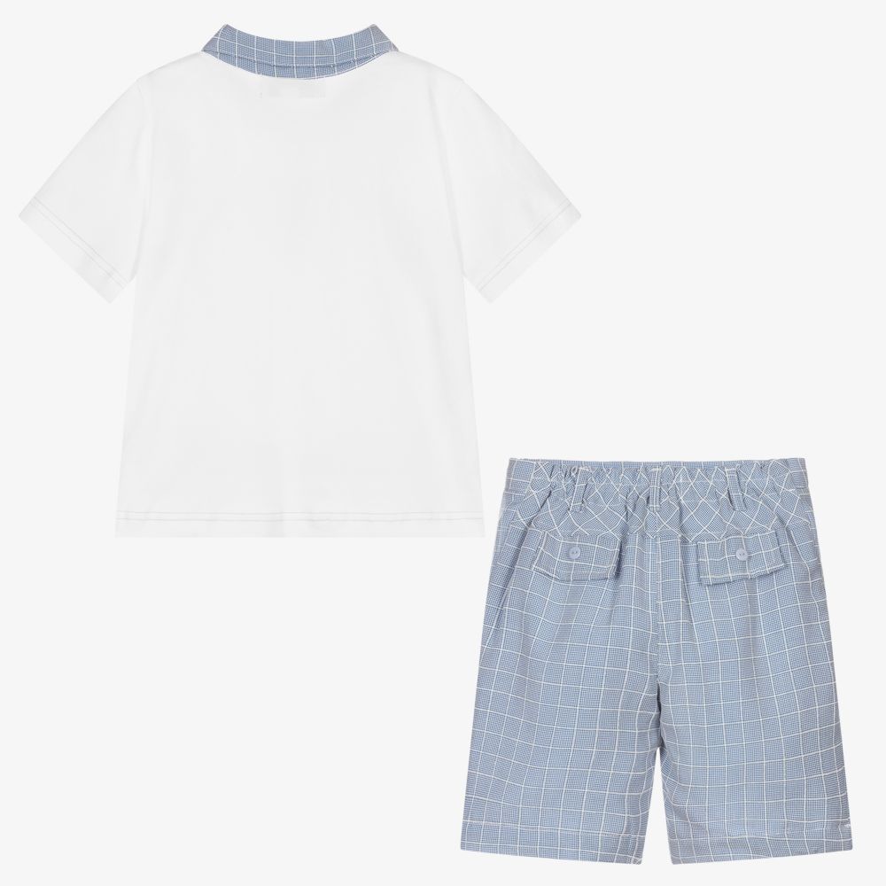 Beau KiD-Boys White & Blue Shorts Set | Childrensalon Outlet