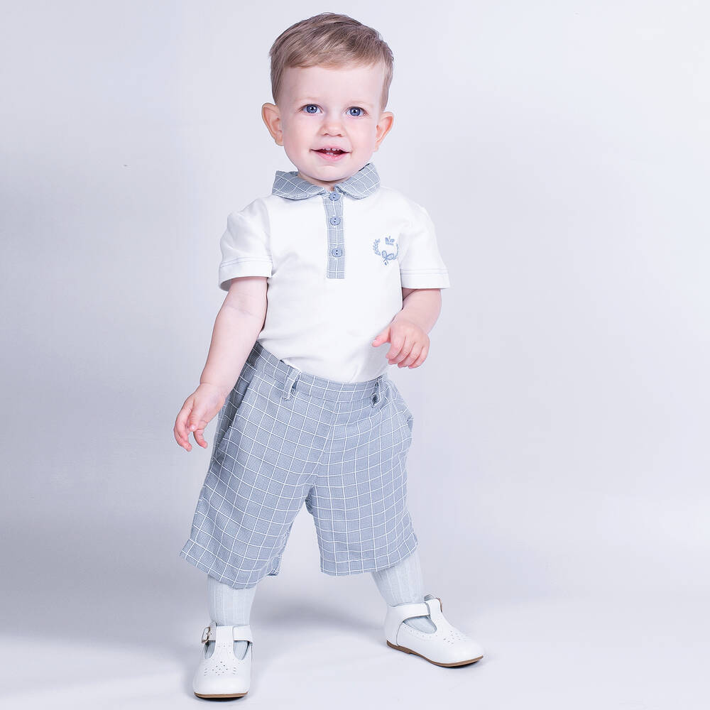 Beau KiD-Boys White & Blue Shorts Set | Childrensalon Outlet