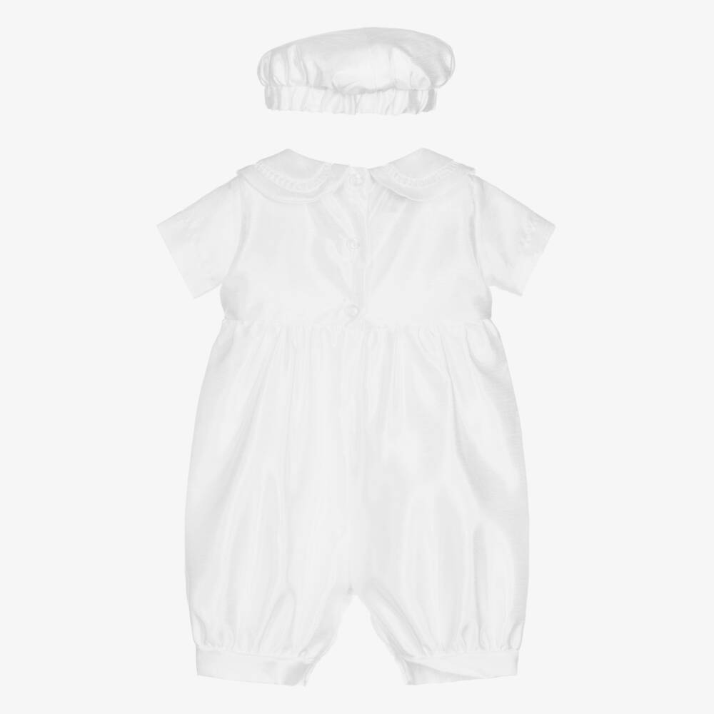 Beau KiD-Boys White Satin Babysuit Ensemble | Childrensalon Outlet