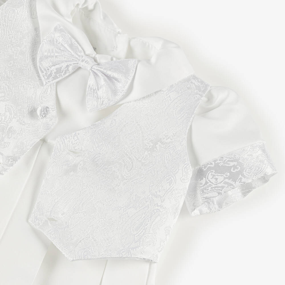 Beau KiD-Boys White Satin Babysuit Set | Childrensalon Outlet