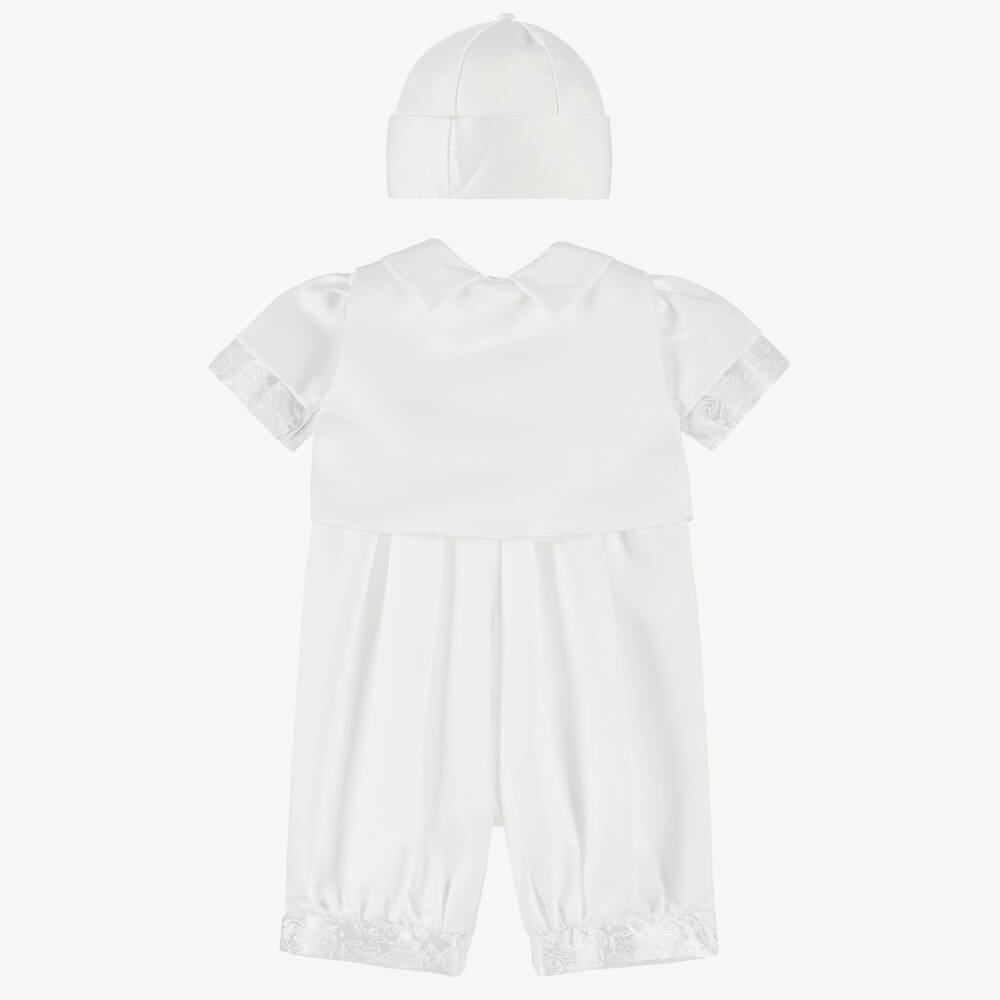 Beau KiD-Boys White Satin Babysuit Set | Childrensalon Outlet