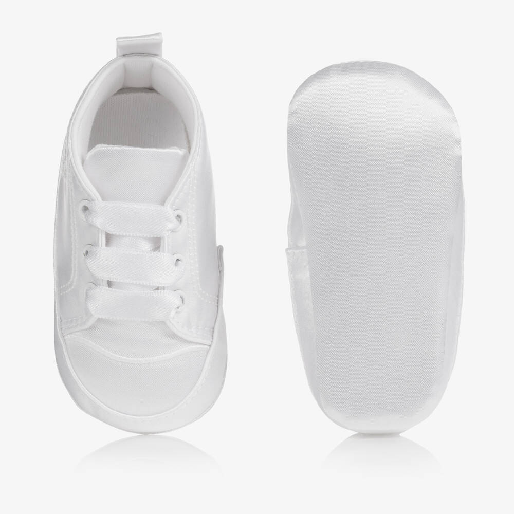 Beau KiD-Boys White Satin Infant Booties | Childrensalon Outlet