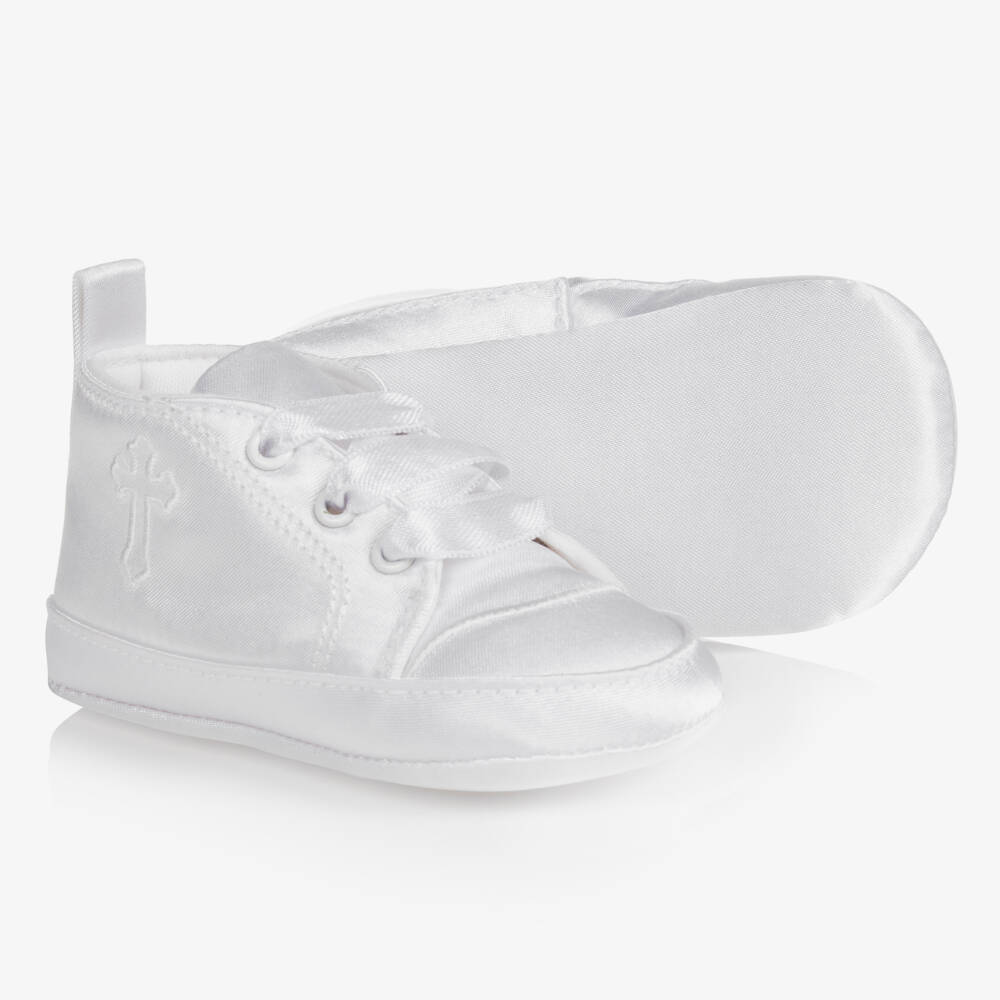 Beau KiD-Boys White Satin Infant Booties | Childrensalon Outlet