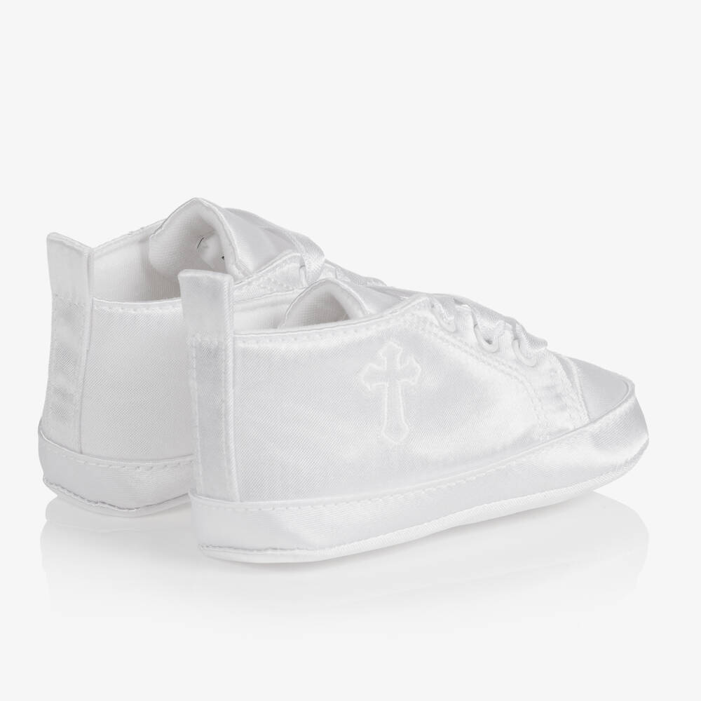 Beau KiD-Boys White Satin Infant Booties | Childrensalon Outlet