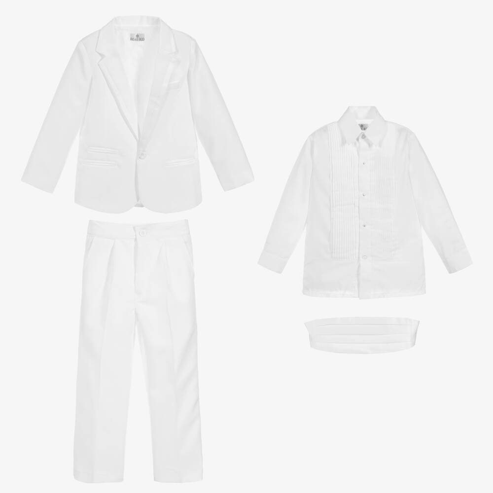 Beau KiD-Boys White Tuxedo Suit | Childrensalon Outlet