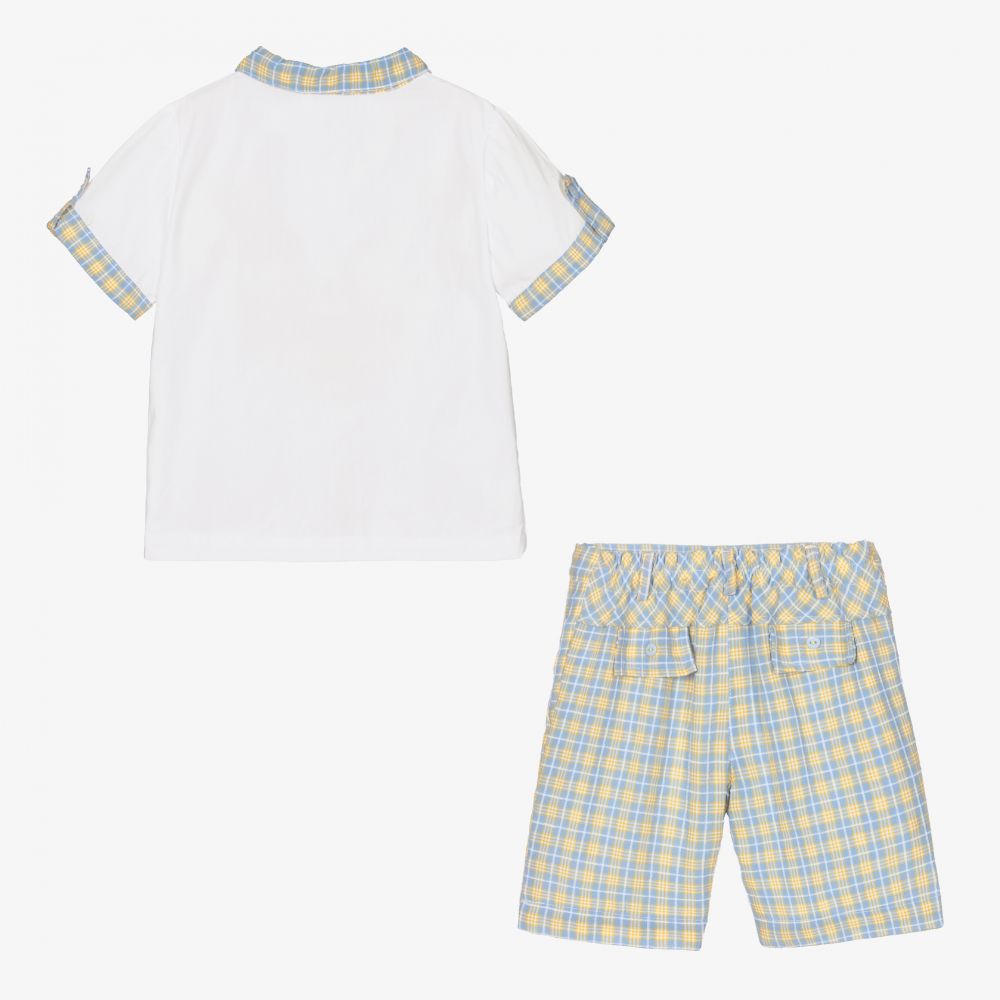 Beau KiD-Boys Yellow & Blue Shorts Set | Childrensalon Outlet