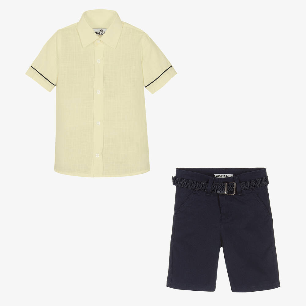 Beau KiD-Желтая рубашка и синие шорты | Childrensalon Outlet