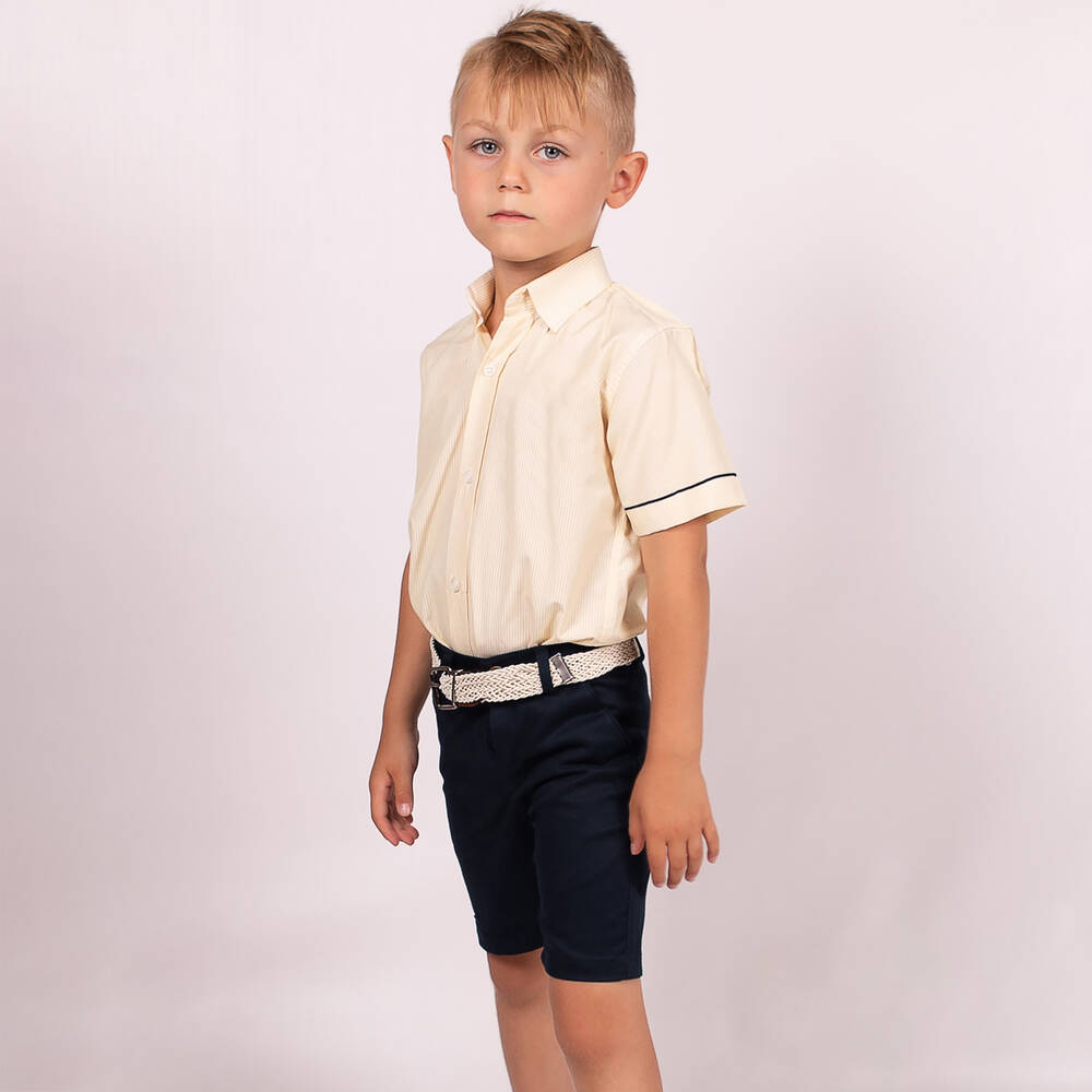 Beau KiD-Желтая рубашка в полоску и синие шорты | Childrensalon Outlet