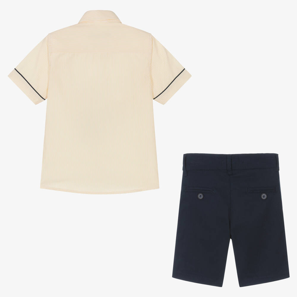 Beau KiD-Желтая рубашка в полоску и синие шорты | Childrensalon Outlet