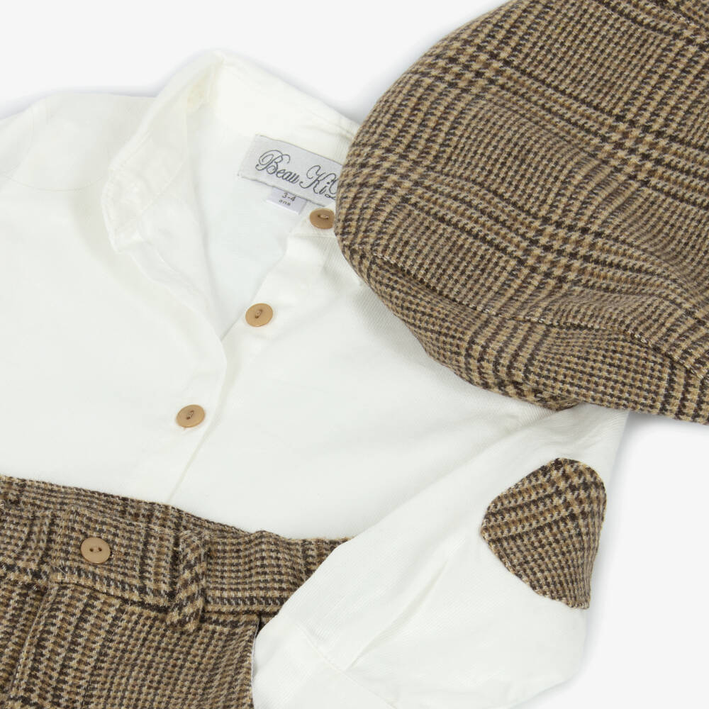 Beau KiD-Brown Houndstooth Trouser Set | Childrensalon Outlet