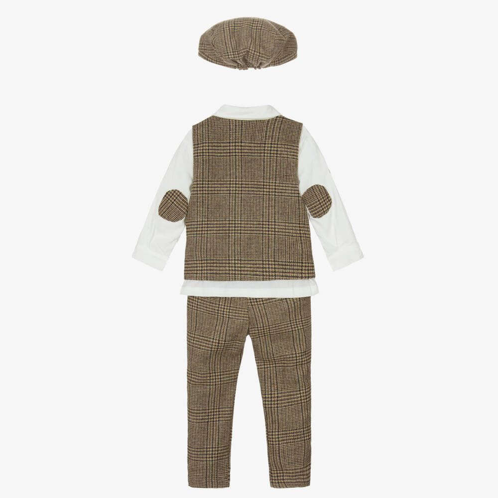 Beau KiD-Brown Houndstooth Trouser Set | Childrensalon Outlet