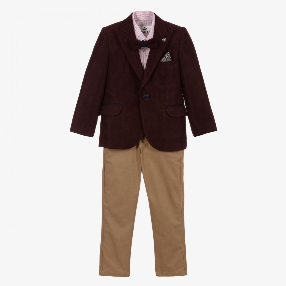 Beau KiD - Burgundy Red & Beige Suit Set | Childrensalon