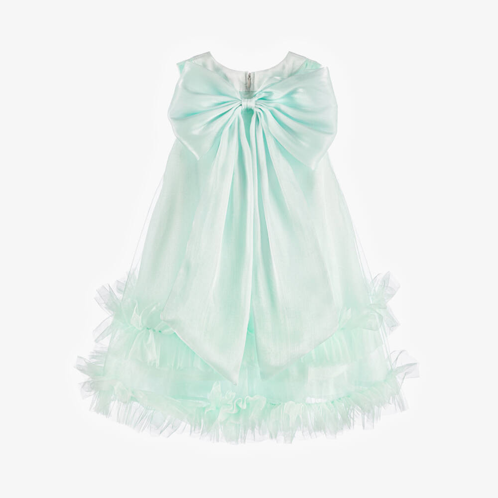 Beau KiD-Girls Aqua Tulle Bow Dress | Childrensalon Outlet