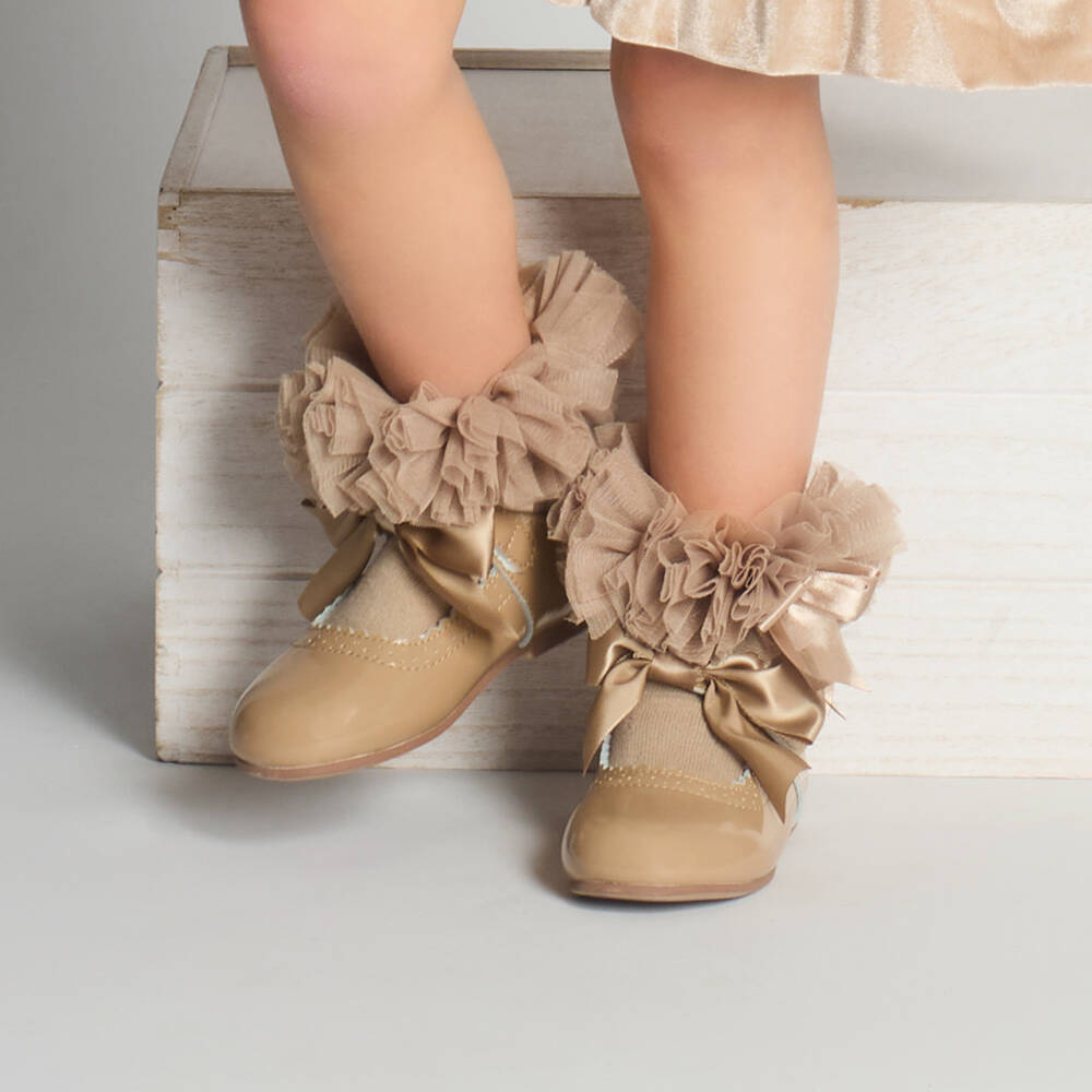 Beau KiD-جوارب بيج للبنات مع كشكش وربطة | Childrensalon Outlet