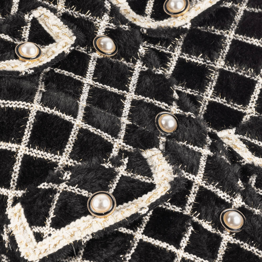 Beau KiD-Girls Black Check Faux Fur Jacket | Childrensalon Outlet