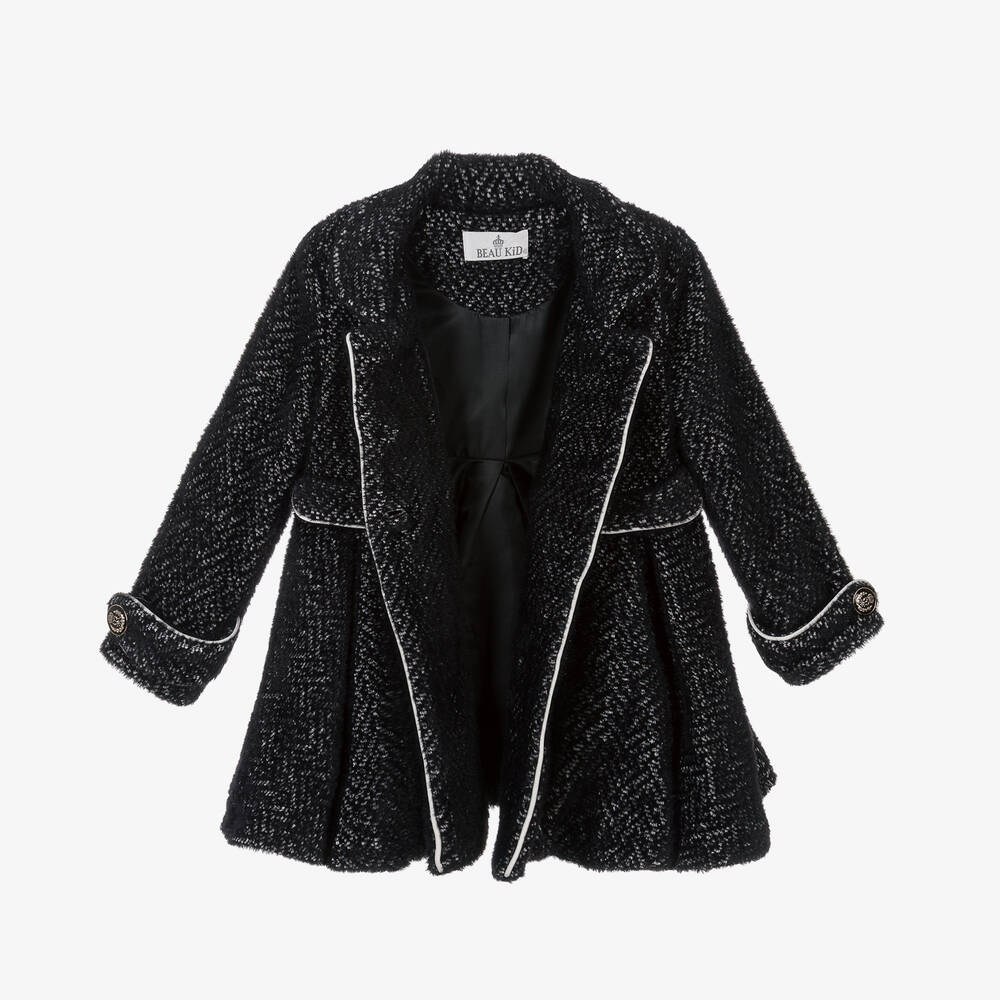 Beau KiD-Girls Black Coat & Hat Set | Childrensalon Outlet