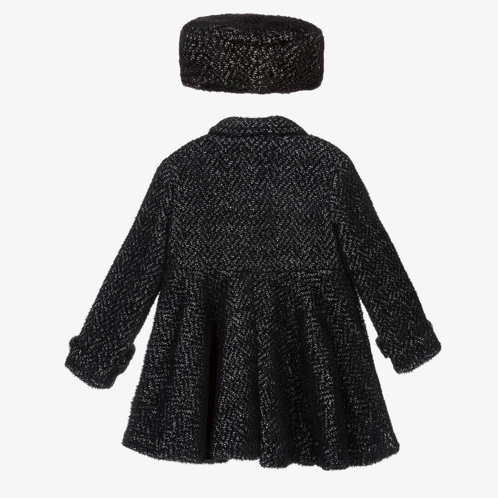 Beau KiD-Girls Black Coat & Hat Set | Childrensalon Outlet