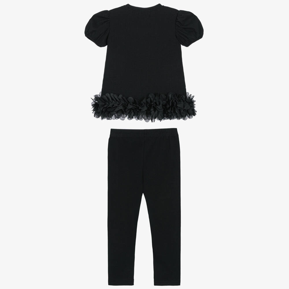 Beau KiD-Girls Black Cotton Ruffle Leggings Set | Childrensalon Outlet