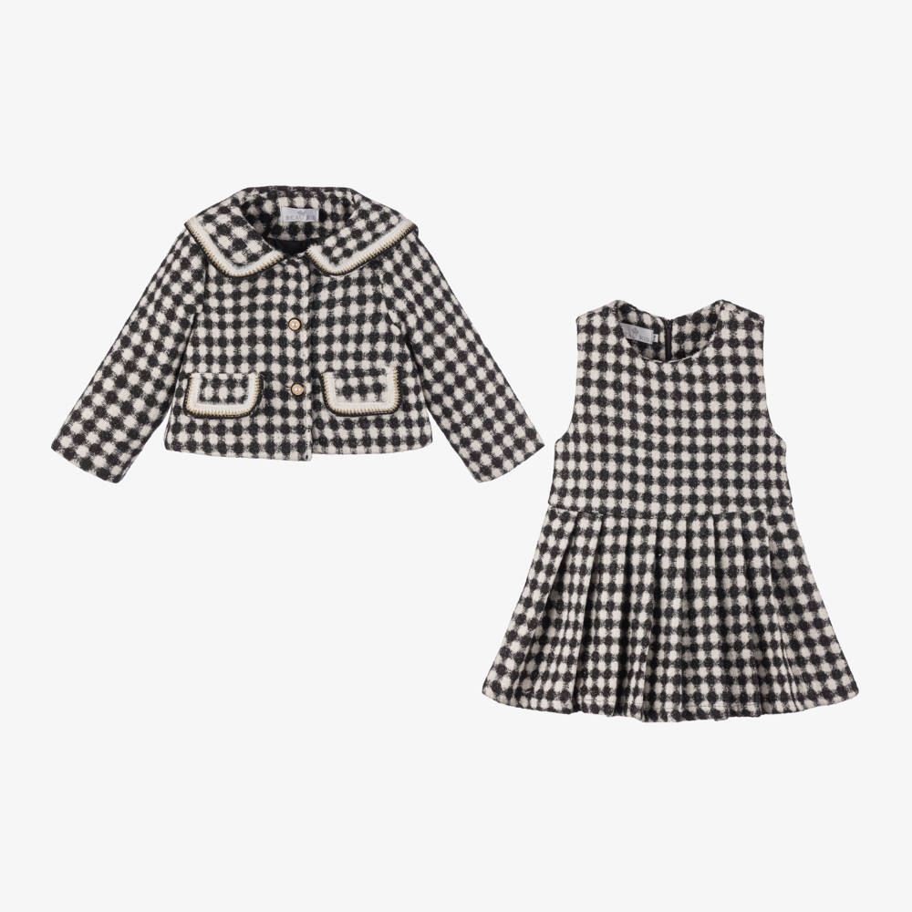 Beau KiD-Girls Black Houndstooth Dress Ensemble | Childrensalon Outlet