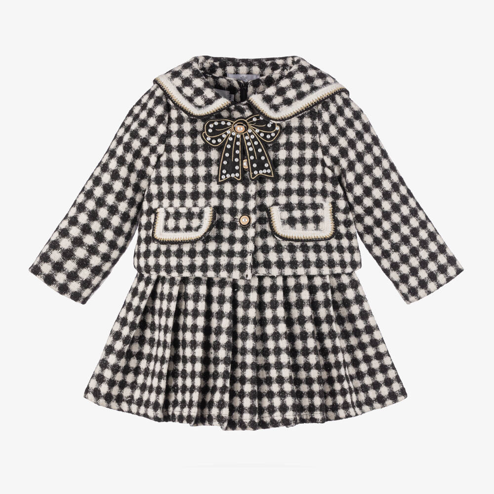Beau KiD-Girls Black Houndstooth Dress Ensemble | Childrensalon Outlet