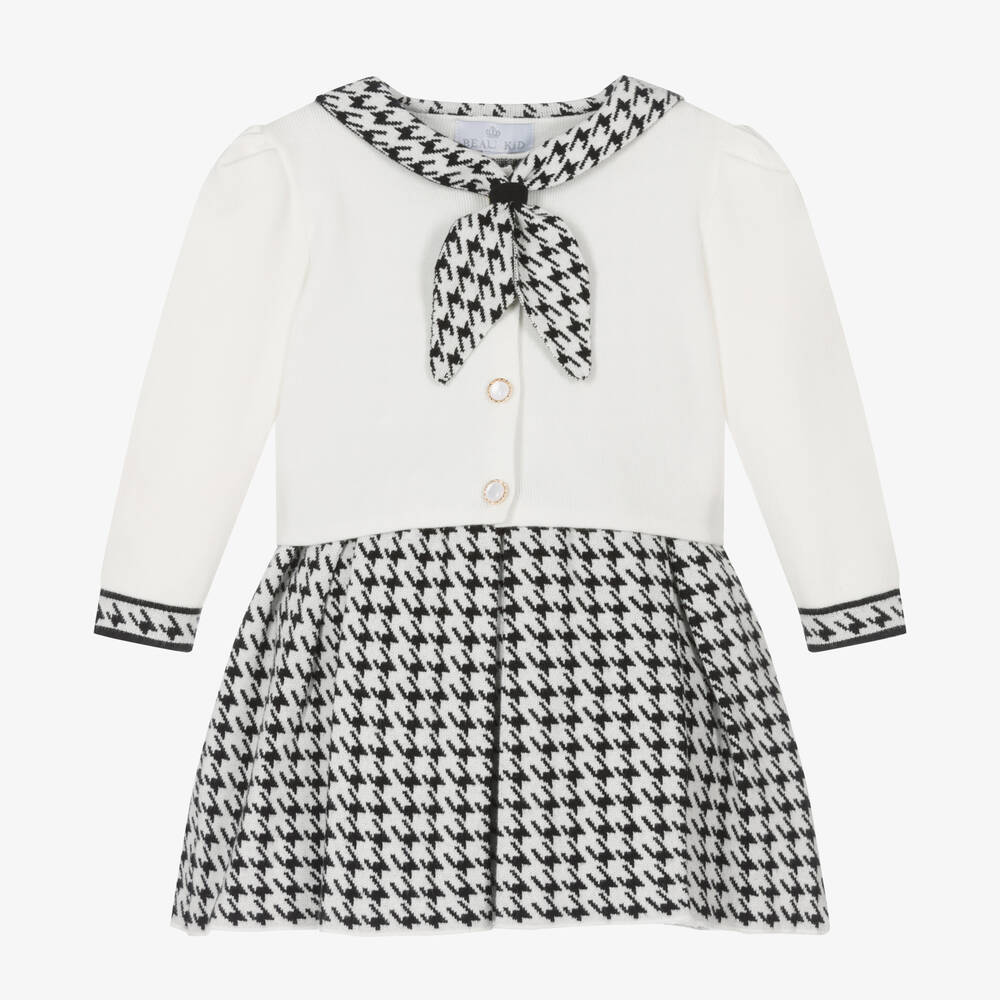 Beau KiD - Girls Black & Ivory Knitted Dress & Cardigan Set | Childrensalon