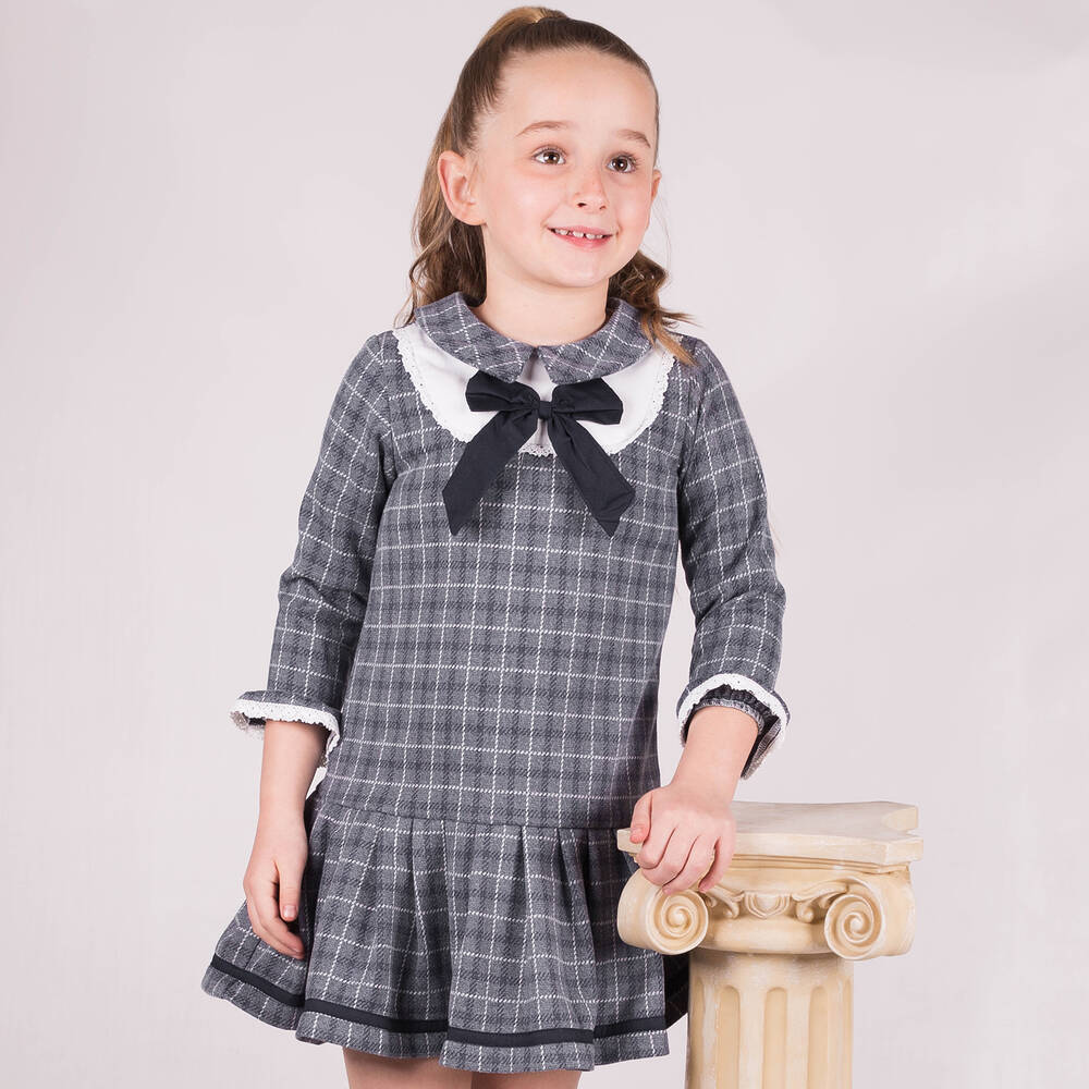 Beau KiD-Синее платье в клетку с бантом и сумка | Childrensalon Outlet