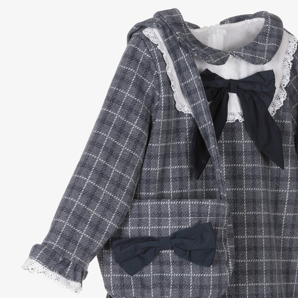 Beau KiD-Синее платье в клетку с бантом и сумка | Childrensalon Outlet