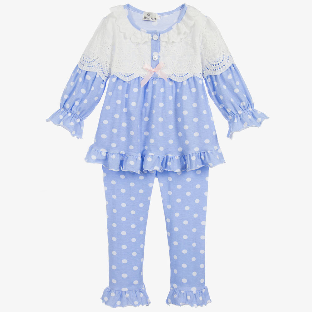 Beau KiD - Girls Blue Cotton Pyjamas | Childrensalon