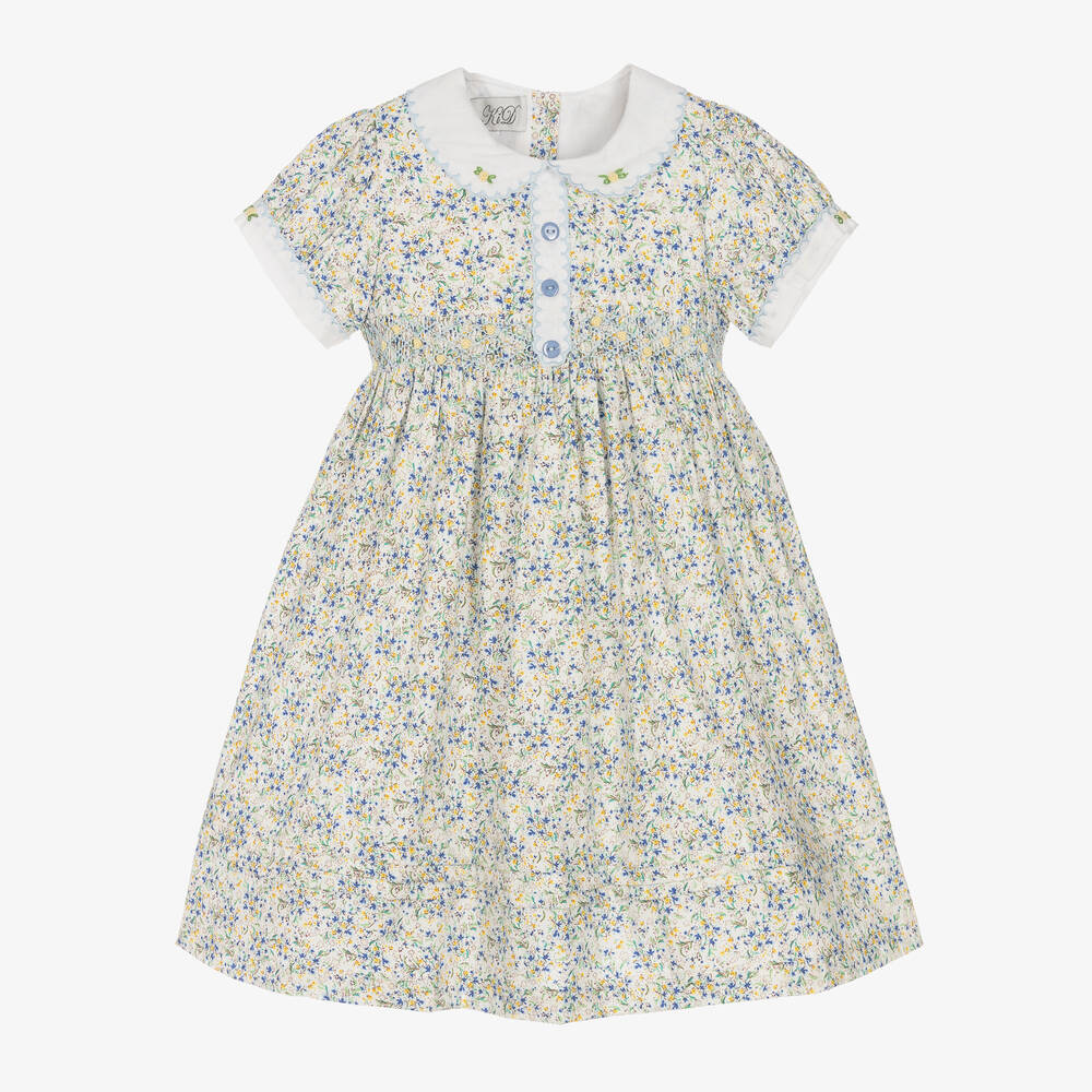 Beau KiD-Голубое платье в цветочек со сборками | Childrensalon Outlet