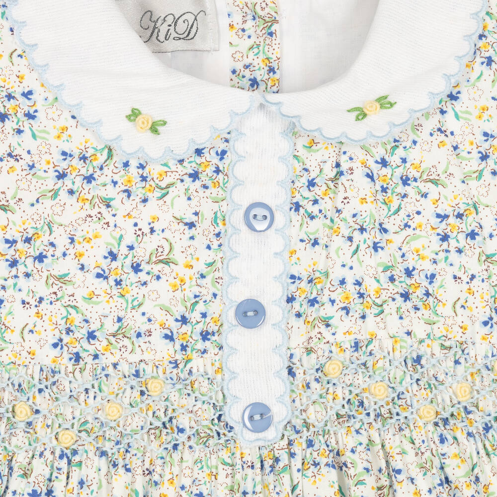 Beau KiD-Girls Blue Floral Smocked Dress | Childrensalon Outlet