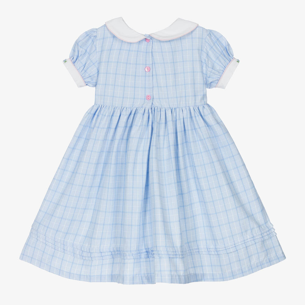 Beau KiD-Girls Blue Smocked Cotton Dress | Childrensalon Outlet