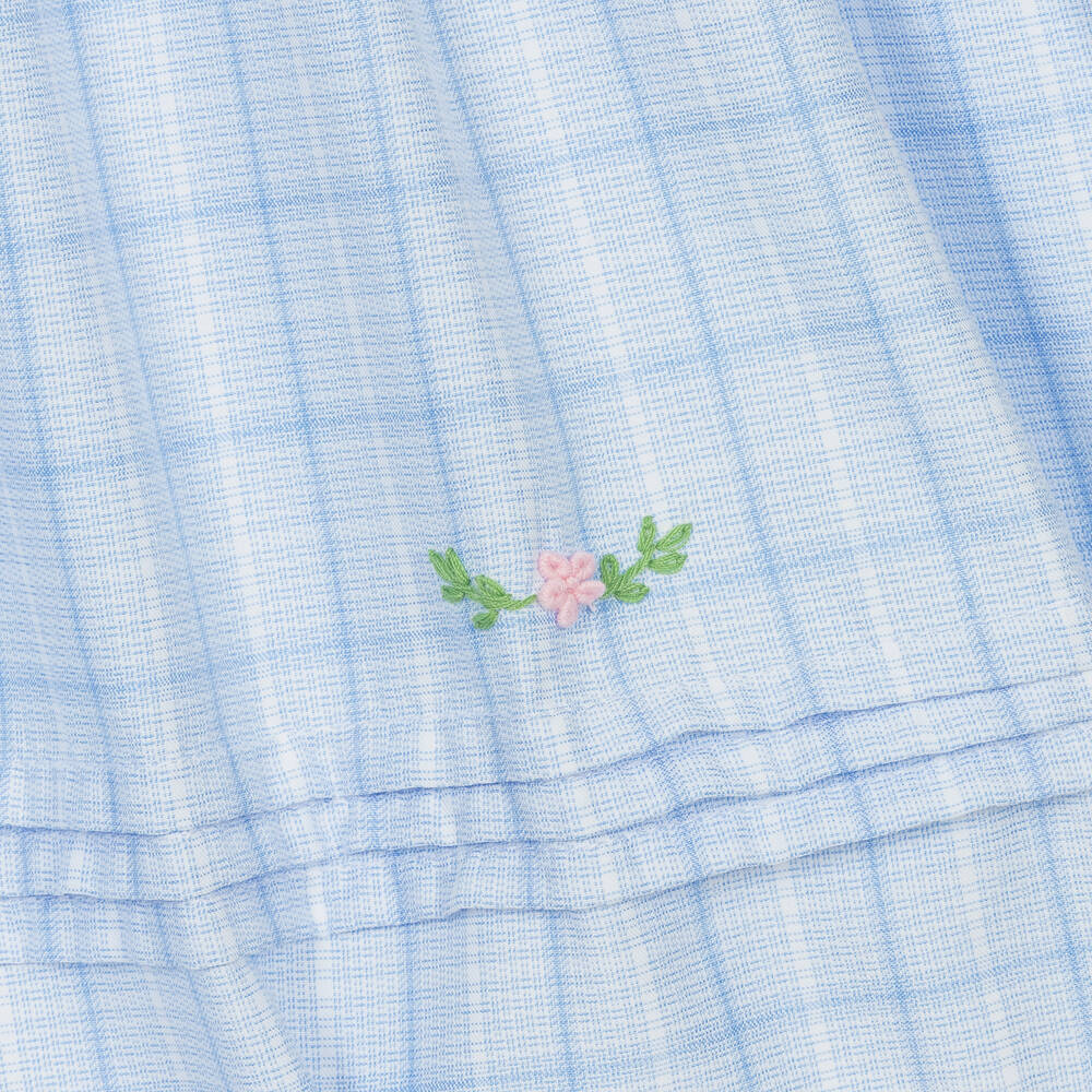 Beau KiD-Girls Blue Smocked Cotton Dress | Childrensalon Outlet