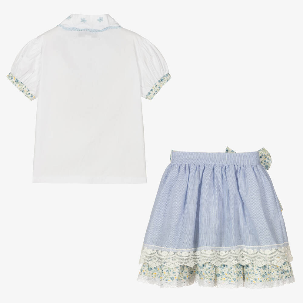 Beau KiD-Girls Blue & White Skirt Set | Childrensalon Outlet