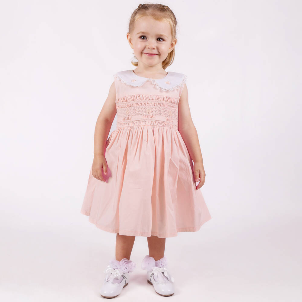 Beau KiD-Girls Blush Cotton Smocked Dress | Childrensalon Outlet