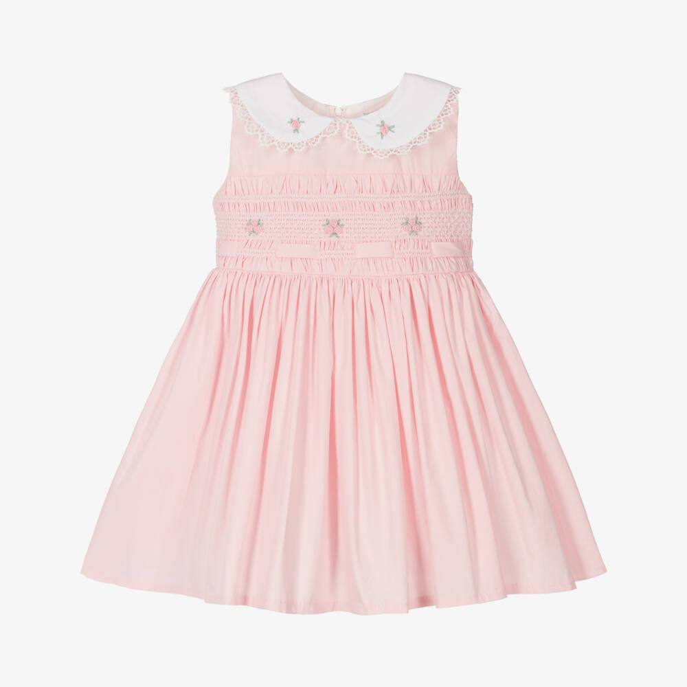 Beau KiD-Girls Blush Cotton Smocked Dress | Childrensalon Outlet