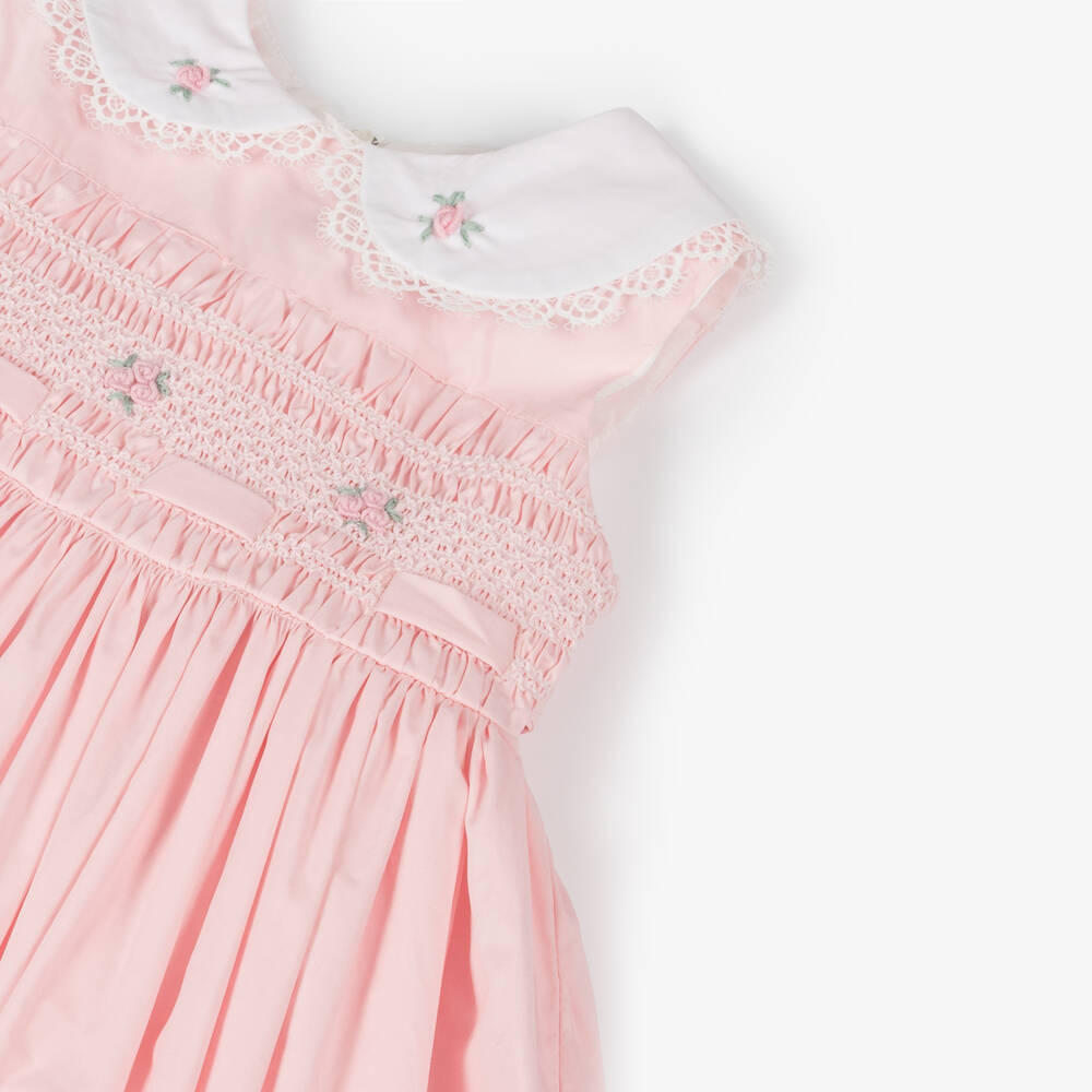 Beau KiD-Girls Blush Cotton Smocked Dress | Childrensalon Outlet