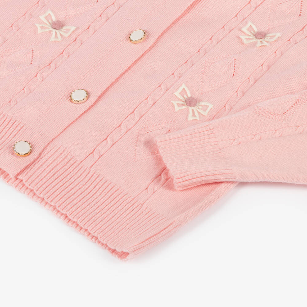 Beau KiD-Girls Blush Knit Bow Cardigan | Childrensalon Outlet