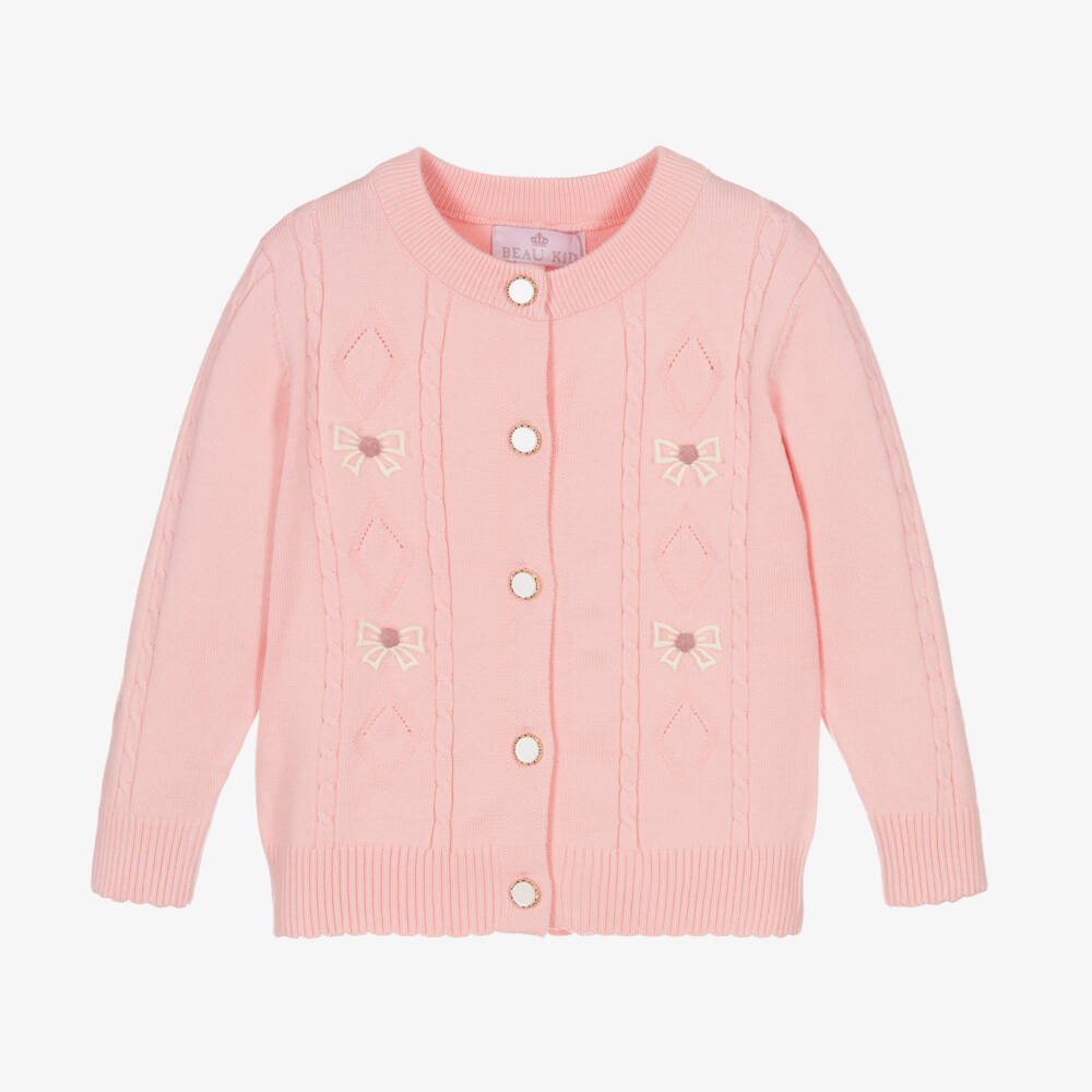 Beau KiD-Girls Blush Knit Bow Cardigan | Childrensalon Outlet
