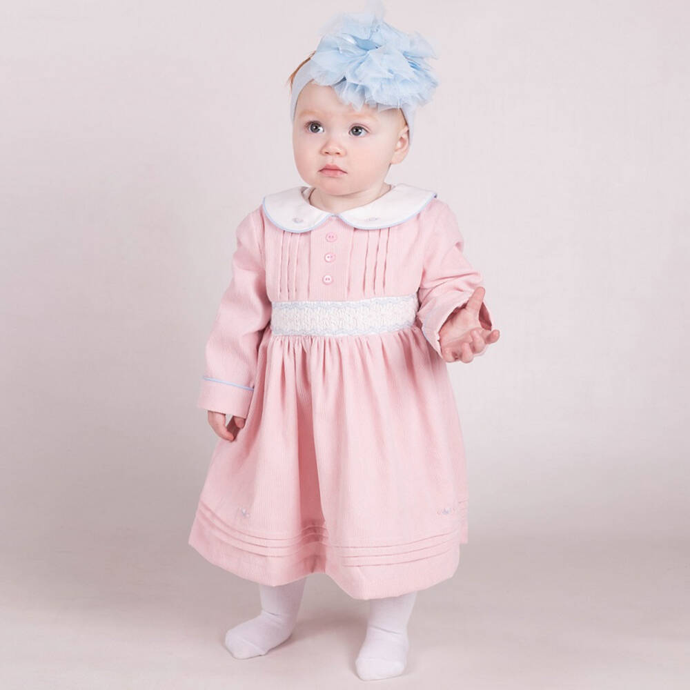 Beau KiD-Girls Blush Smocked Corduroy Frock | Childrensalon Outlet