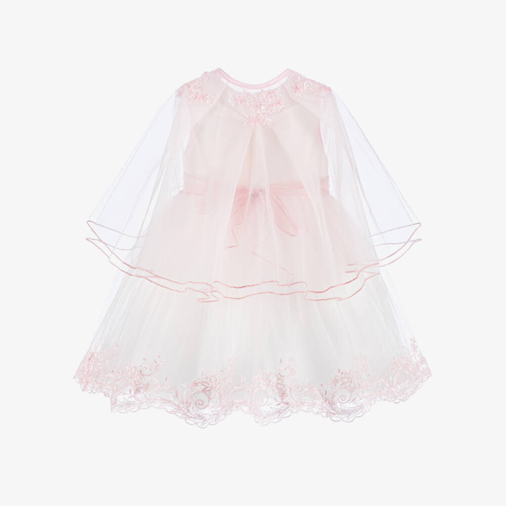 Beau KiD-فستان تول وردي فاتح للبنات مع كاب | Childrensalon Outlet