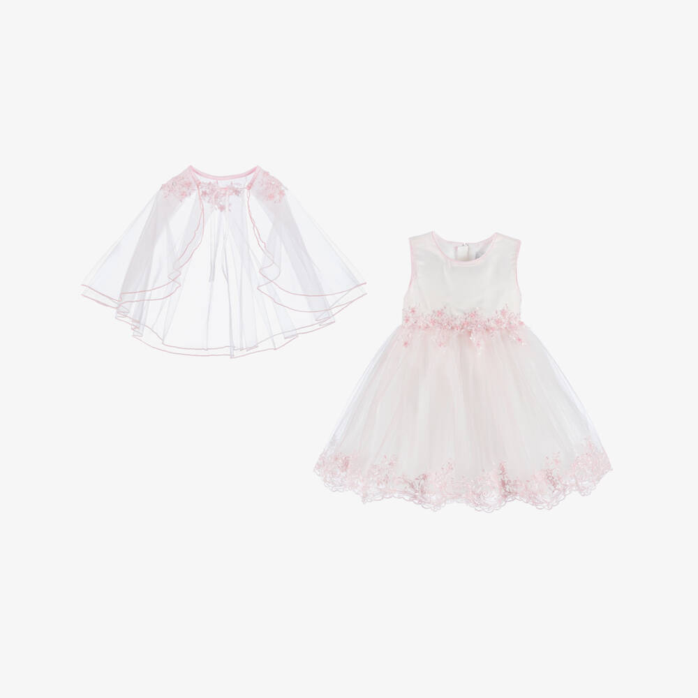 Beau KiD-فستان تول وردي فاتح للبنات مع كاب | Childrensalon Outlet