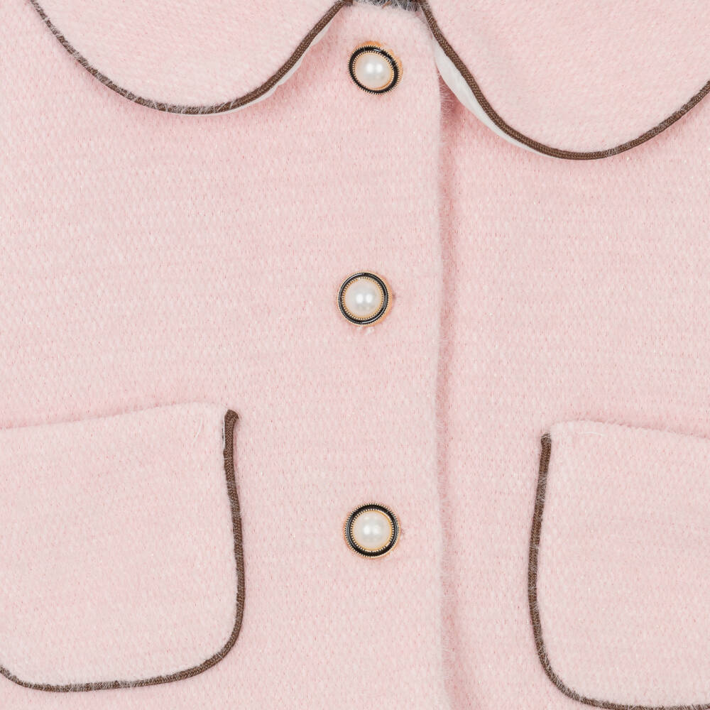 Beau KiD-Girls Brown & Beige Check Dress & Pink Jacket Set | Childrensalon Outlet