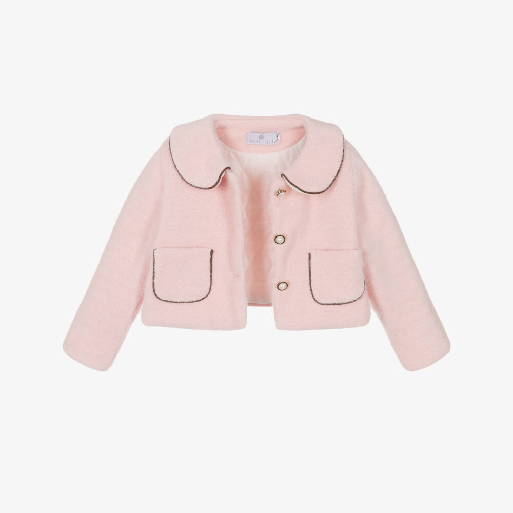 Beau KiD-Girls Brown & Beige Check Dress & Pink Jacket Set | Childrensalon Outlet