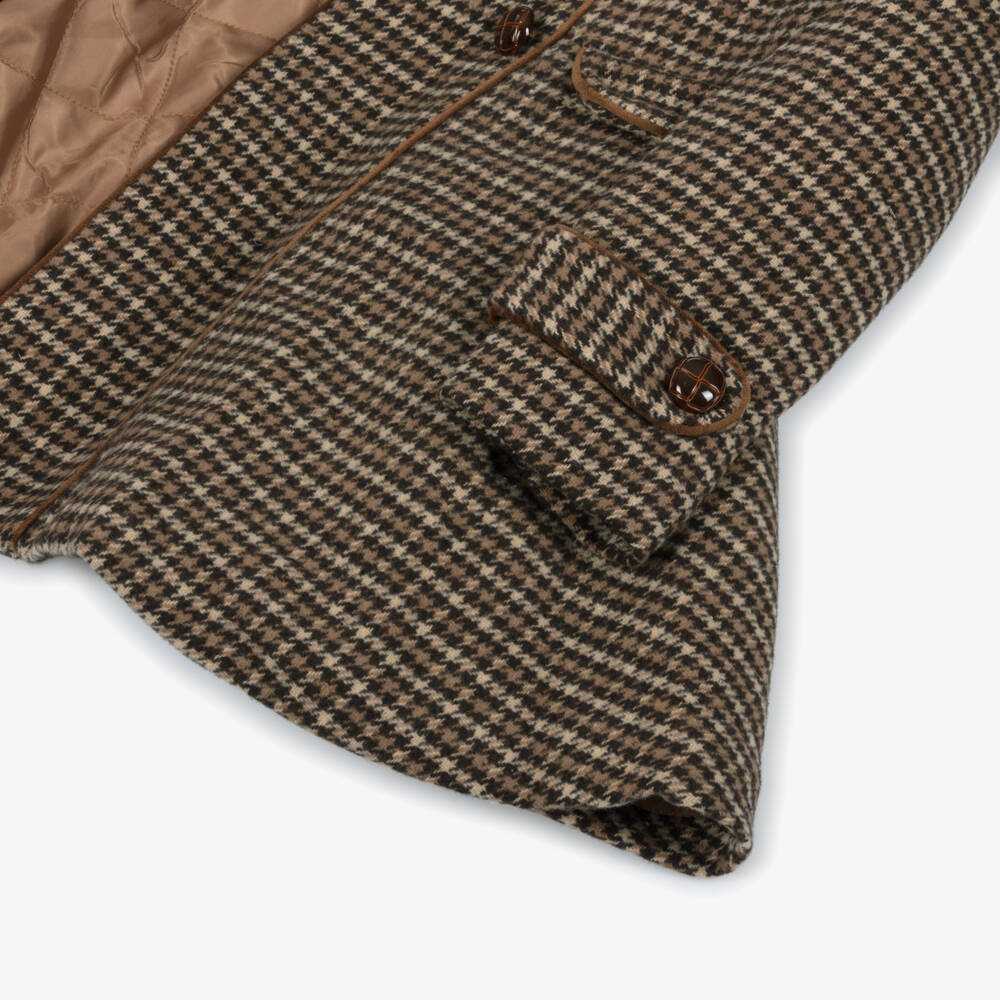 Beau KiD-Girls Brown Houndstooth Coat & Beret Set | Childrensalon Outlet