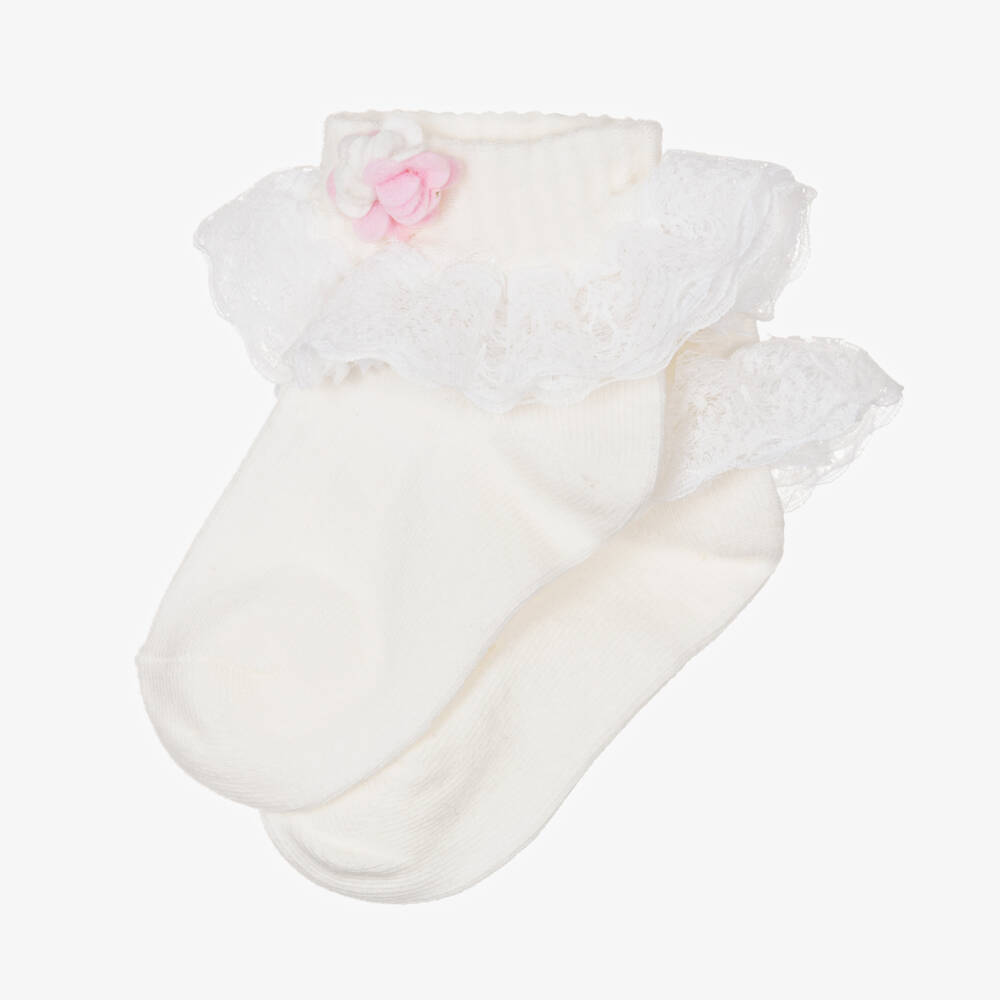 Beau KiD-جوارب مزيج قطن لون عاجي للبنات | Childrensalon Outlet