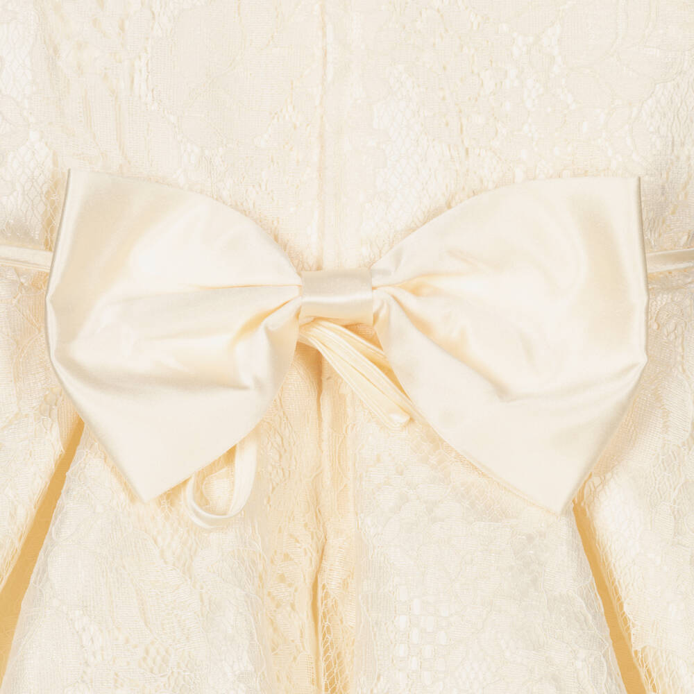 Beau KiD-فستان دانتيل مزين بورود لون عاجي | Childrensalon Outlet