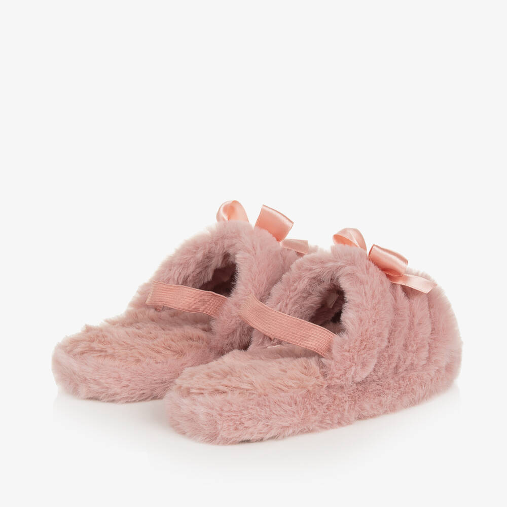 Beau KiD-Теплые розовые меховые тапочки для девочек | Childrensalon Outlet