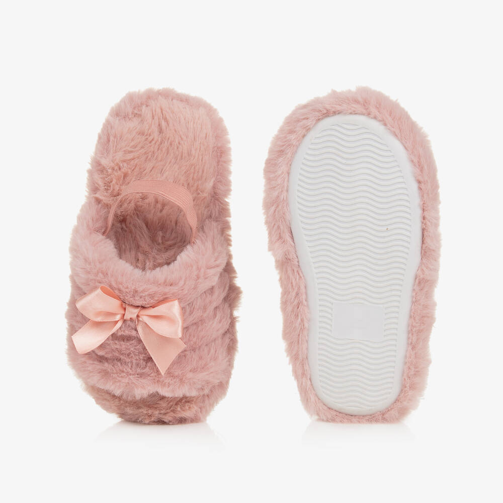Beau KiD-Теплые розовые меховые тапочки для девочек | Childrensalon Outlet