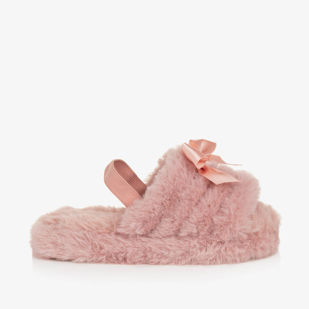 Beau KiD-Теплые розовые меховые тапочки для девочек | Childrensalon Outlet